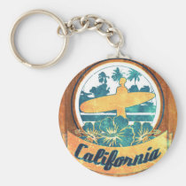 surfboard, california, vintage, lifestyle, sports, funny, surf, retro, cool, keychain, 60&#39;s, nostalgic, america, button, nostalgia, water, swag, fun, basic button keychain, Keychain with custom graphic design