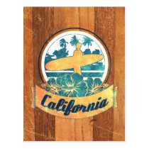 surfboard, california, vintage, sport, surf, cool, funny, old school, 60&#39;s, retro, wave, nostalgic, america, nostalgia, water, swag, fun, postcard, Postcard with custom graphic design