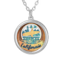 surfboard, california, vintage, sport, surf, cool, funny, old school, 60&#39;s, retro, wave, nostalgic, america, nostalgia, water, swag, fun, necklace, Necklace with custom graphic design