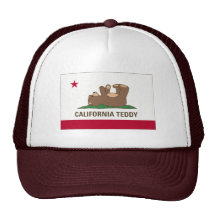 California Teddy Bear Flag Trucker Hats