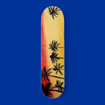 California Tropical Palm Trees Sun Skateboard Art by ScenicEarthStudios California Tropical Palm Trees Sun Skateboard Art