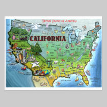 California USA Map postcards