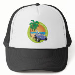 California Volks Dune Buggy with Palms Mesh Hat