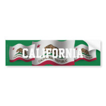 California Waving Flag Bumper Sticker