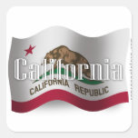 California Waving Flag Square Stickers