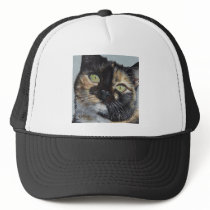 Cali's Stare Tortie Tortoiseshell Cat Painting Art Mesh Hats