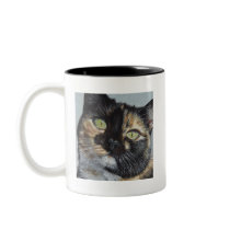 Cali's Stare Tortie Tortoiseshell Cat Painting Art Coffee Mugs