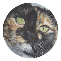 Cali's Stare Tortie Tortoiseshell Cat Painting Art Sticker