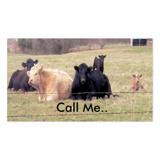Call Me Cows Card Business Card Template (front side)