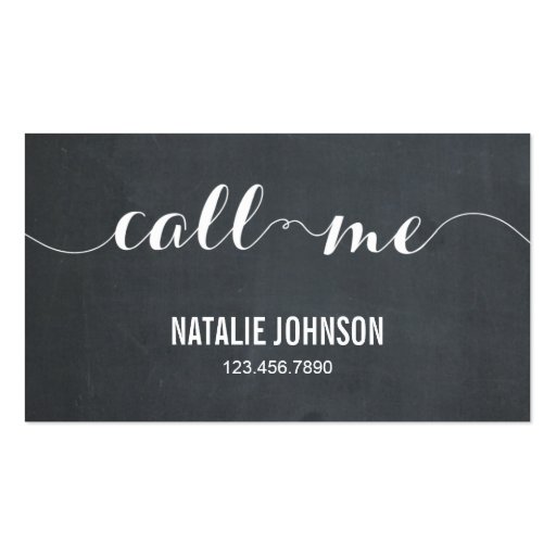 Call Me Modern Calling Card - Chalkboard Business Card Templates (front side)