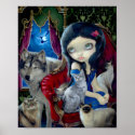 Call of the Night ART PRINT cat wolf gothic print