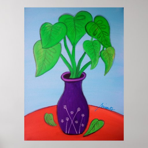 CALLA LEAVES ON VASE PRINT