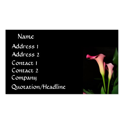 Calla Lilies Business Card (front side)