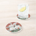 Calla Lilies On A Red Background Beverage Coasters
