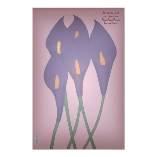 Calla Lilies (Purple) Personalized Stationery