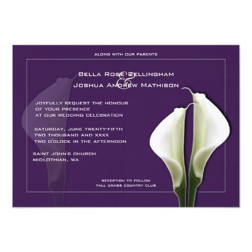 calla wedding invitations kit calla lilies wedding invitation on purple zazzle calla wedding invitations kit calla lilies wedding invitation on purple zazzle