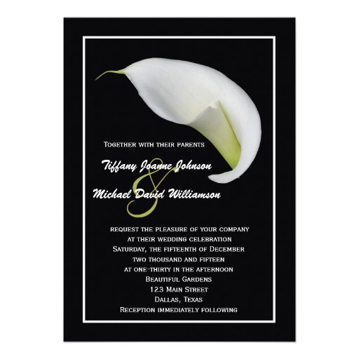 Calla Lilies Wedding Invitation - White Calla Lily
