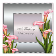 Calla Lily 25th Wedding Anniversary Party Custom Invitation