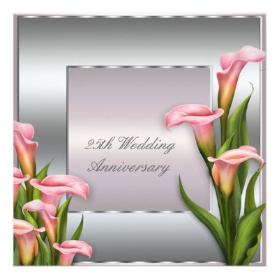 Calla Lily 25th Wedding Anniversary Party Custom Invitation