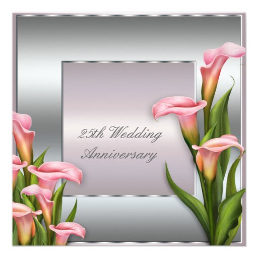 Calla Lily 25th Wedding Anniversary Party Custom Invitation (front side)