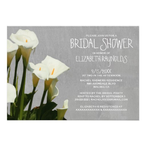 Calla Lily Bridal Shower Invitations