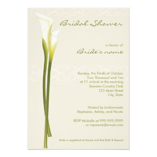 Calla Lily Bridal Shower Invitations