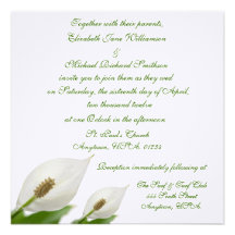 Calla Lily Flowers White Wedding Personalized Announcements
