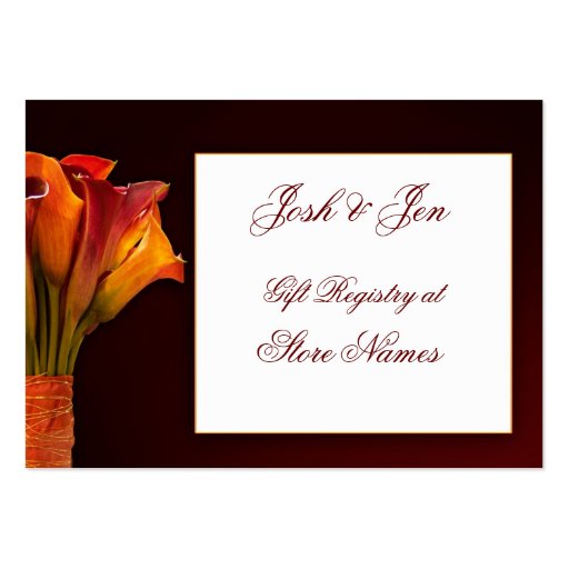 Calla lily gift registry wedding card business card (front side)