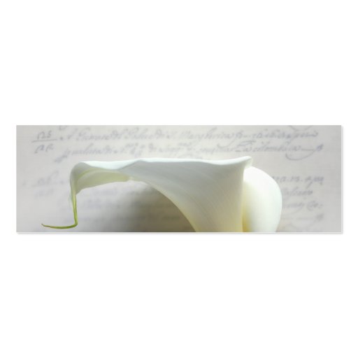 calla lily on old script handwriting bookmark business card templates