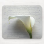calla lily on old script handwriting mousepad