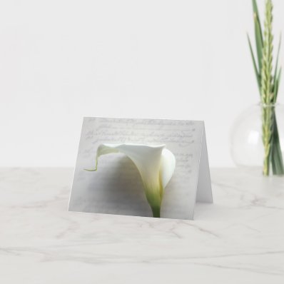 calla lily on old script handwriting note card