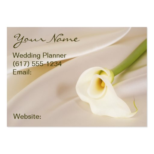 Calla Lily On White Satin Business Cards (front side)