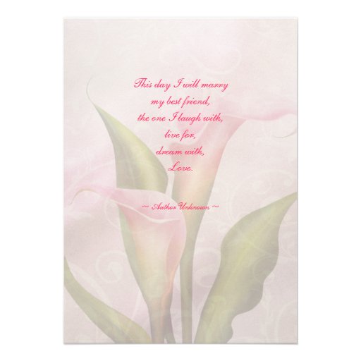 Calla Lily Pink Wedding Invitation