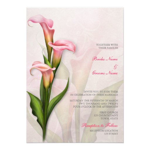 Calla Lily Pink Wedding Invitation
