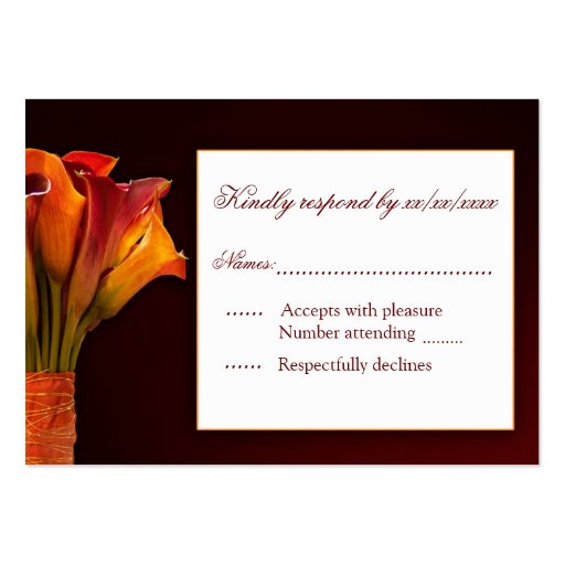 Calla lily RSVP response card Business Card (front side)