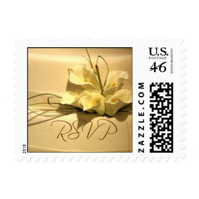 Calla lily RSVP Wedding postage by aslentz