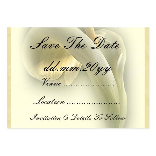Calla Lily - Save The Date Card Business Card Template (back side)