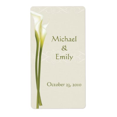 Calla Lily Wedding Favor Labels Personalized Shipping Label