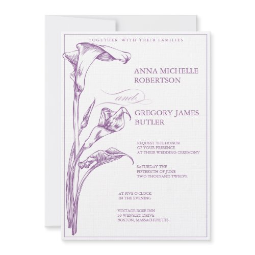 Calla Lily Wedding Invitation invitation