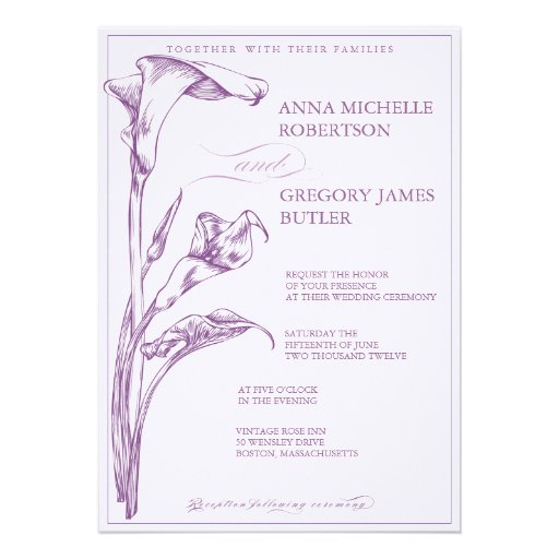 Calla Lily Wedding Invitation 5" X 7" Invitation Card | Zazzle