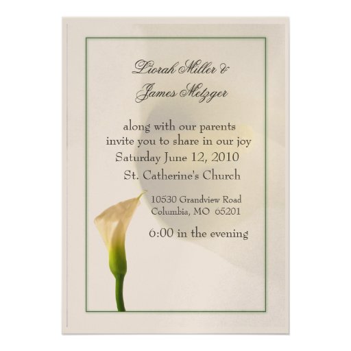 Calla Lily Wedding Invitation 5" X 7" Invitation Card | Zazzle