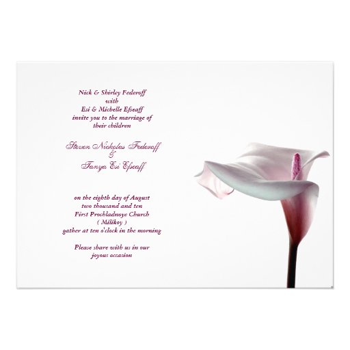 Calla Lily Wedding Invitation