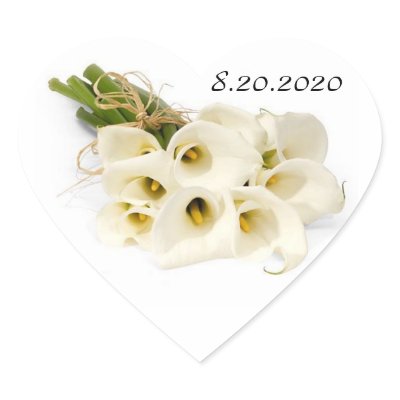 Calla Lily Wedding Invitation Envelope Seals Heart Sticker