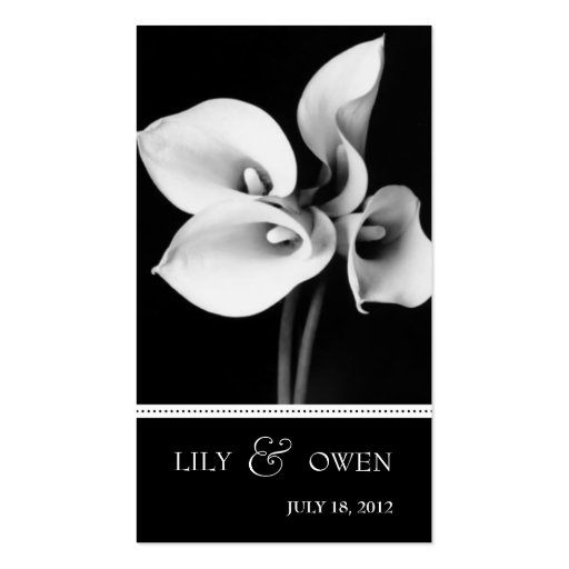 calla lily wedding website business cards (front side)