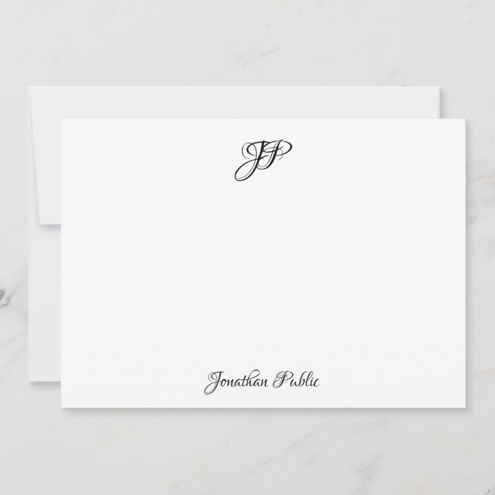 Calligraphed Elegant Monogram Personalized Flat Note Card Zazzle