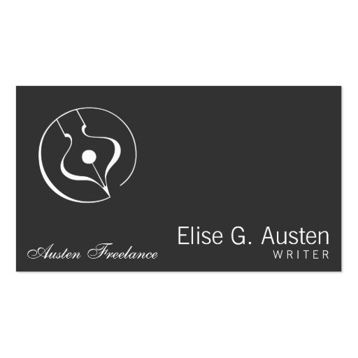 Calligraphic Fountain Pen Business Card Template (front side)