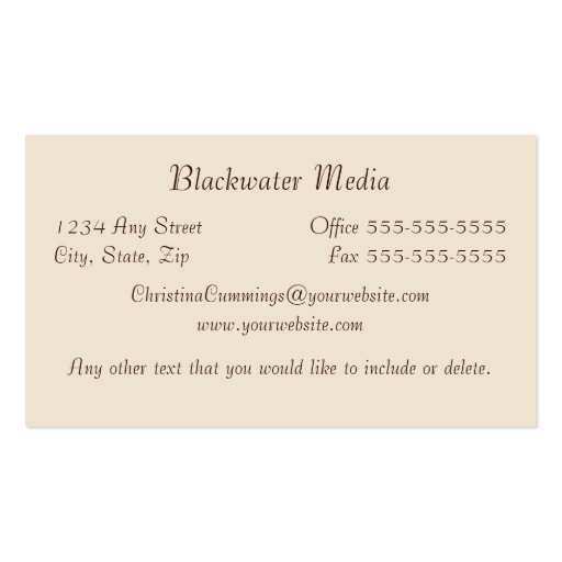 Calligraphy Business Card (back side)