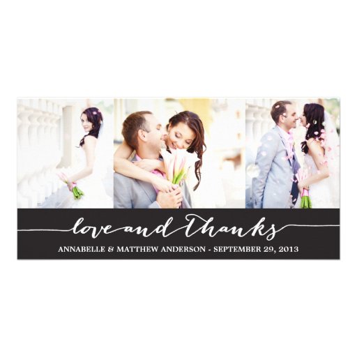 CALLIGRAPHY COLLAGE  WEDDING THANK YOU PHOTO CARD  Zazzle