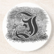 Calligraphy Letter I or J Coaster coaster