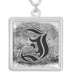 Calligraphy Letter I or J Necklace necklace